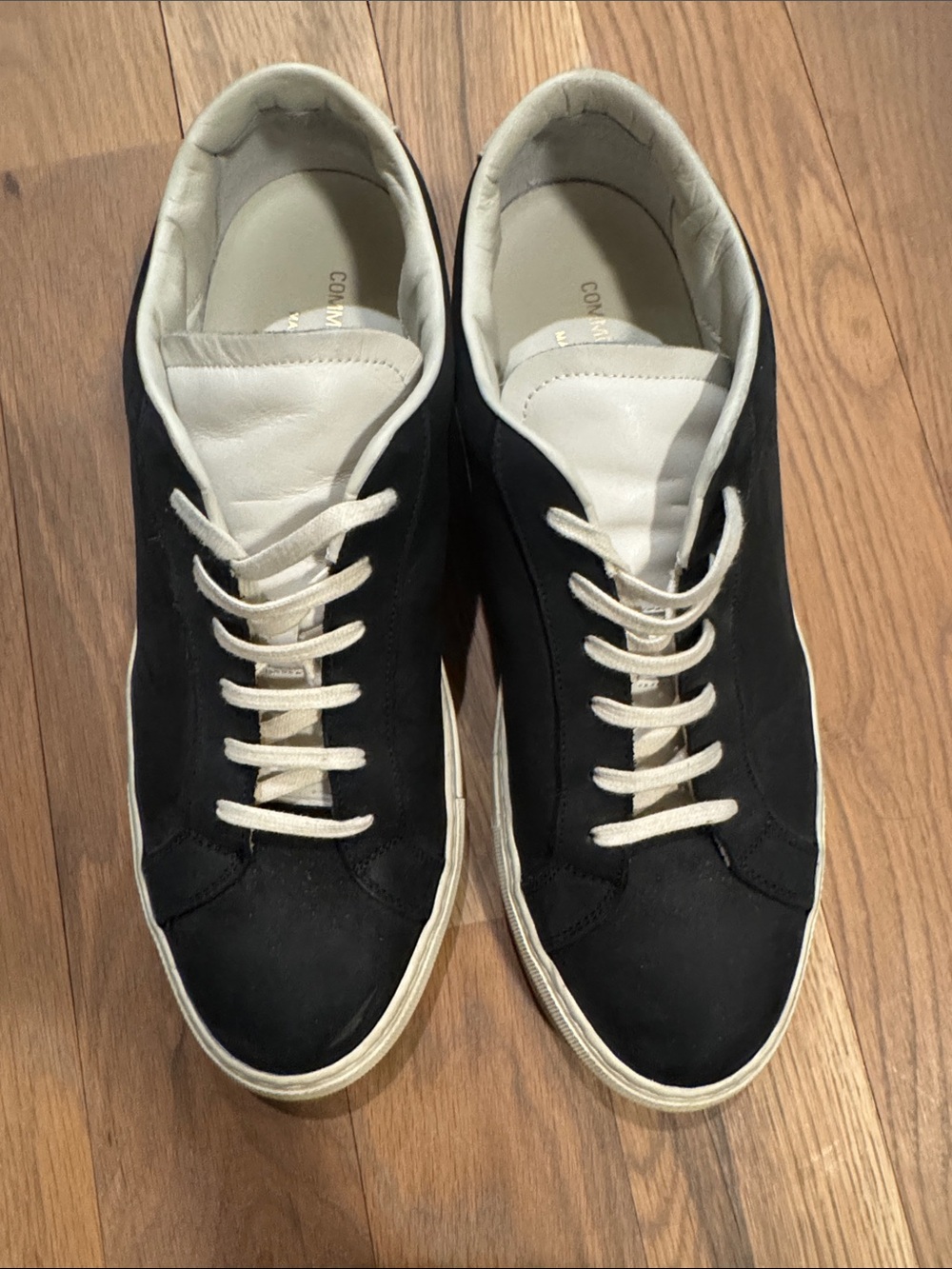 Men's Black and White Casual Leather Sneakers